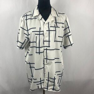 Hawalili Men’s Button Down Collared Geometric Print Shirt